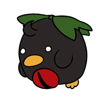 a cartoon drawing of a black monster with red eyes and yellow claws