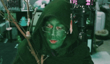 a person with a green face and glasses says " ah you are going to breed i get it now "