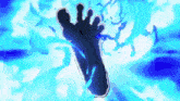 a foot is glowing brightly in the dark
