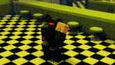 a video game character is standing in a diner