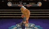 a video game screen shows a boxing match between two fighters and the time of 2:00