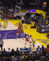 a basketball game between the lakers and the pelicans is being played