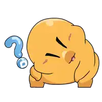 a cartoon character with a question mark behind his head