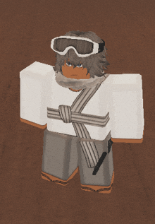 a cartoon character is wearing goggles and a scarf