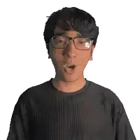 a man wearing glasses and a black onyx shirt