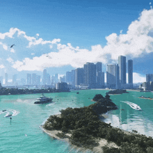 a large body of water surrounded by a city