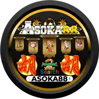 a black and gold logo for asoka88 with a dragon on it