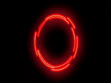 a red neon circle is glowing in the dark on a black background