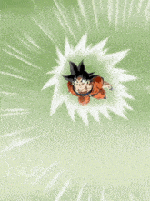 goku from dragon ball z is flying through the air