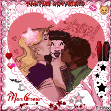 a picture of a couple kissing with the words vampire boyfriend written above them