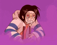 a cartoon drawing of a girl with tears running down her face