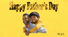 a happy father 's day card with a man carrying a child on his back