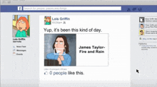 a facebook page with a picture of lois griffin on it