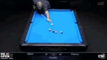 a pool table with the name owen on the top