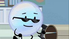 a cartoon character is wearing sunglasses and holding a hammer