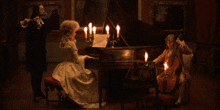 a man plays a flute while a woman plays a piano