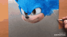 a drawing of sonic the hedgehog is made in animoto