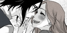 Rihime Smiles While Blushing As Ulquiorra Looks At Her GIF