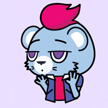 a cartoon drawing of a bear with a mohawk