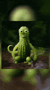 a picture of a green frog made out of a cucumber