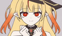 a drawing of a girl with red eyes