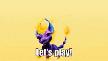 a purple dragon with the words let 's play written on it