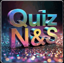 a 3d rendering of the words quiz n & s on a glittery background