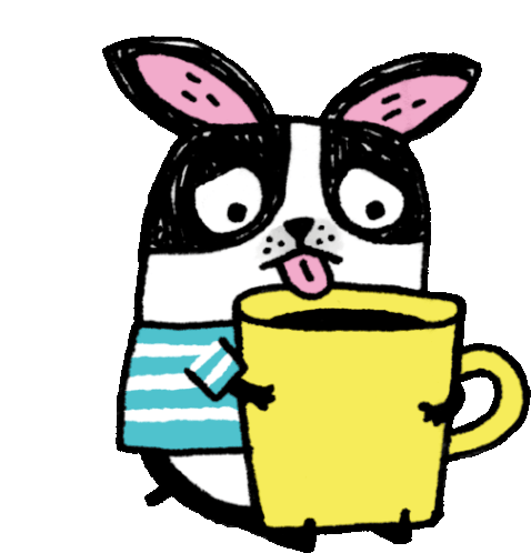 Dog Drinking Coffee Sticker - Pudding Funny Animals The Cry Baby Stickers