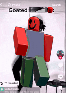 a screenshot of a goated roblox character on a phone screen