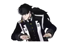 a man in a suit and tie is chained to a chain .