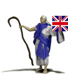 a picture of a man holding a cane and a british flag with the words wololo written above him