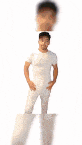a man in a white shirt is standing in front of a sign that says voce de salvacion kairos