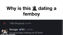 why is this dating a femboy written on a white and black background