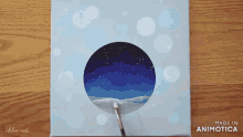 a painting of a snowy landscape is made in animatica