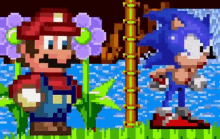 Fnf Sonic Mario Sonic And Mario Vibe GIF - Fnf Sonic Mario Sonic And Mario Vibe Sonic Mario Green Hill GIFs