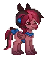 a pixel art of a pony wearing headphones