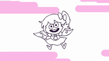 a black and white drawing of a girl with a bow on her hair