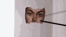 a painting of a woman 's face is made in animoto