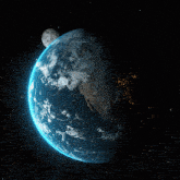 a picture of the earth with a smaller moon in the background