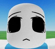 a white face with black eyes and a sad look on it