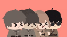 three cartoon characters are standing next to each other and one has sunglasses on