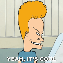 a cartoon character says " yeah it 's cool " while smiling