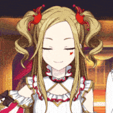 a girl with pigtails and a heart on her face