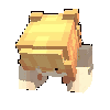 a pixel art drawing of a person 's head with blonde hair and a green shirt .