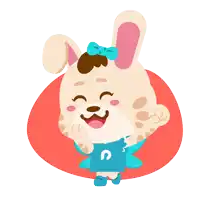 a cartoon illustration of a bunny wearing a blue shirt that has the letter c on it