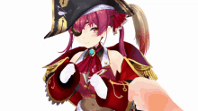a girl with red hair and a pirate hat