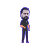 a cartoon drawing of a man with a beard and a black shirt
