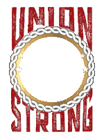 a union strong logo with a fist in the center