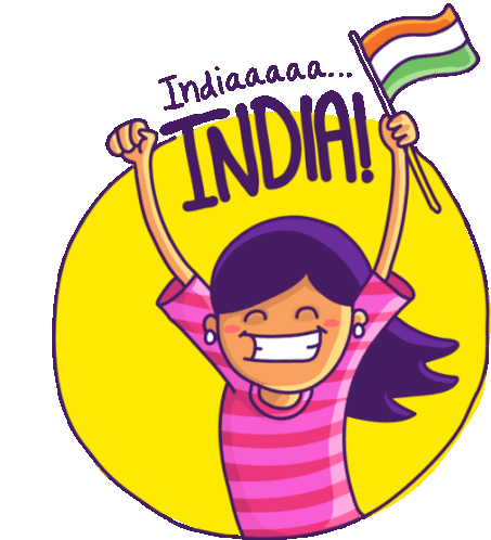 Girl Cheering For India Sticker - L3india Girl Cute Stickers