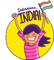 Girl Cheering For India Sticker - L3india Girl Cute Stickers